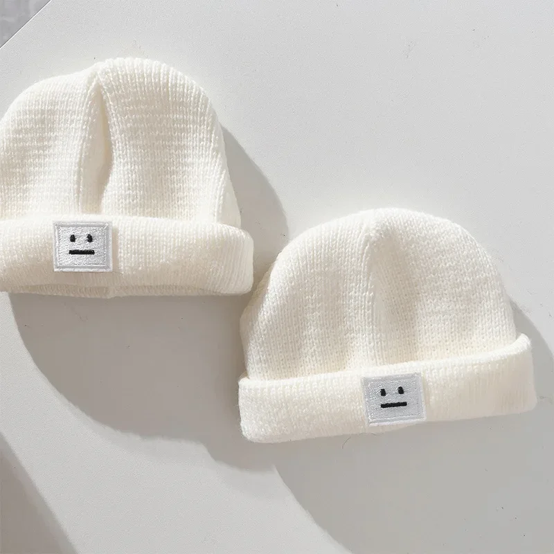 

20cm White Doll Cap Fashion Knitted Hat Simple Warm Skullies Beanies Solid Autumn Winter Beanie for Cotton Dolls Accessories Toy