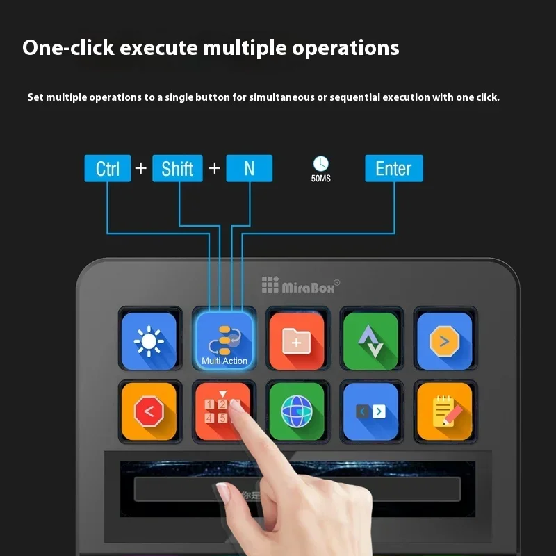 Mirabox N4 Pro Streamdeck Mini Keypad 10-Key Visual Macro MBOX Keyboards Live Content Creation Controller Multimedia Keypad Gift