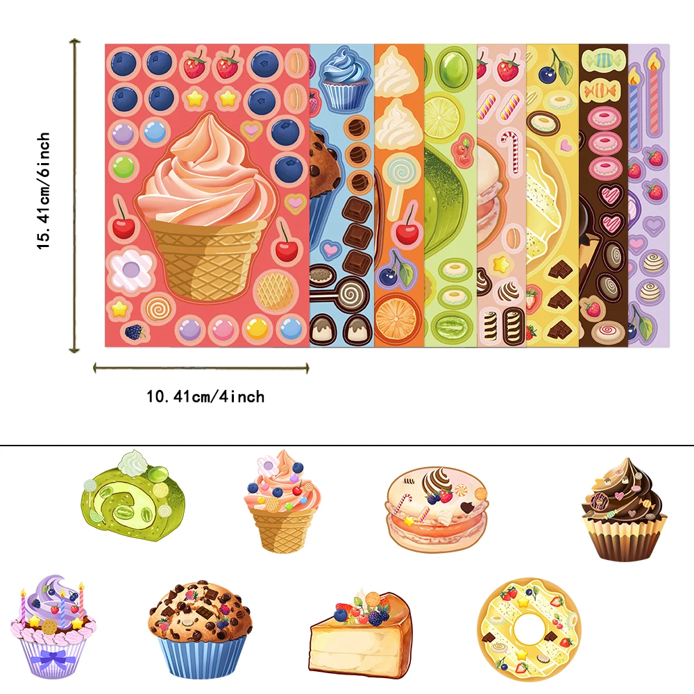 8 шт., наклейки для мороженого, пончиков