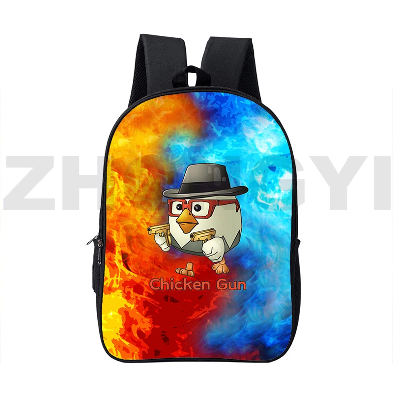 

Waterproof Chicken Gun Backpacks Anime Mochila Cartoon 3D Print Game Chicken Gun Bags Boys School Backpack Laptop Travel Daypack