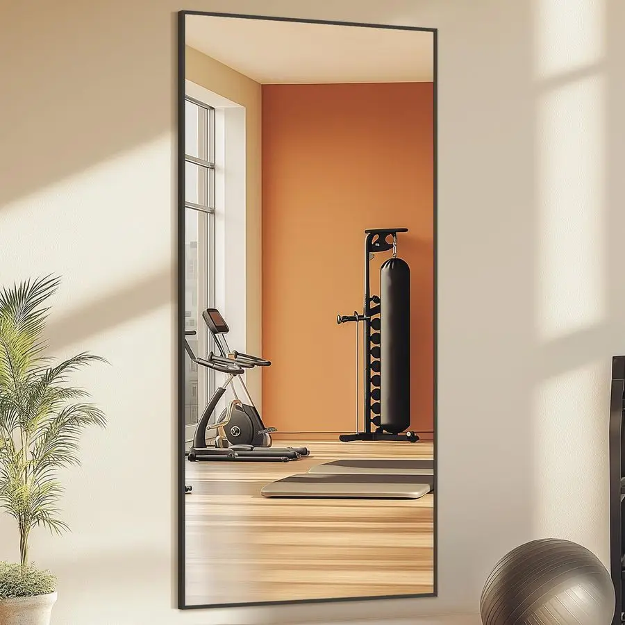 Full Length Mirror, 76 x34 Oversized Floor Mirror Free Standing, Large Full Body Mirror for Bedroom Living Room Gym, Black Mirr