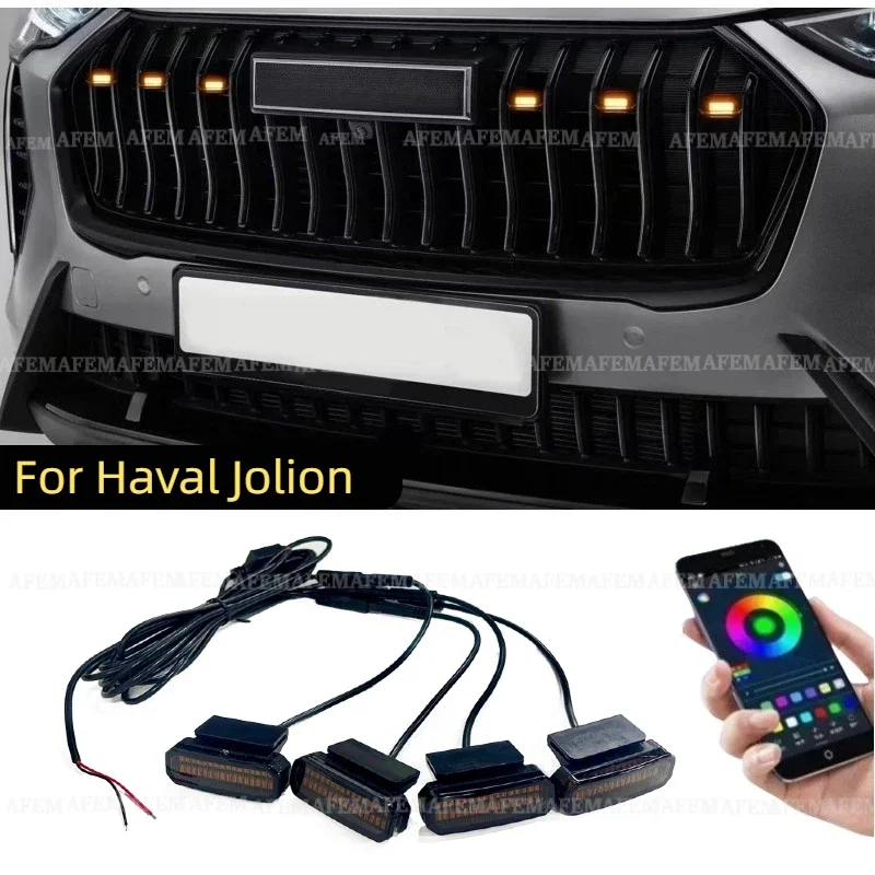LED Front Grille Light For Haval Jolion Car Daytime Running Light Wheel Eyebrow Lamp For Pickup Offroad 12V
