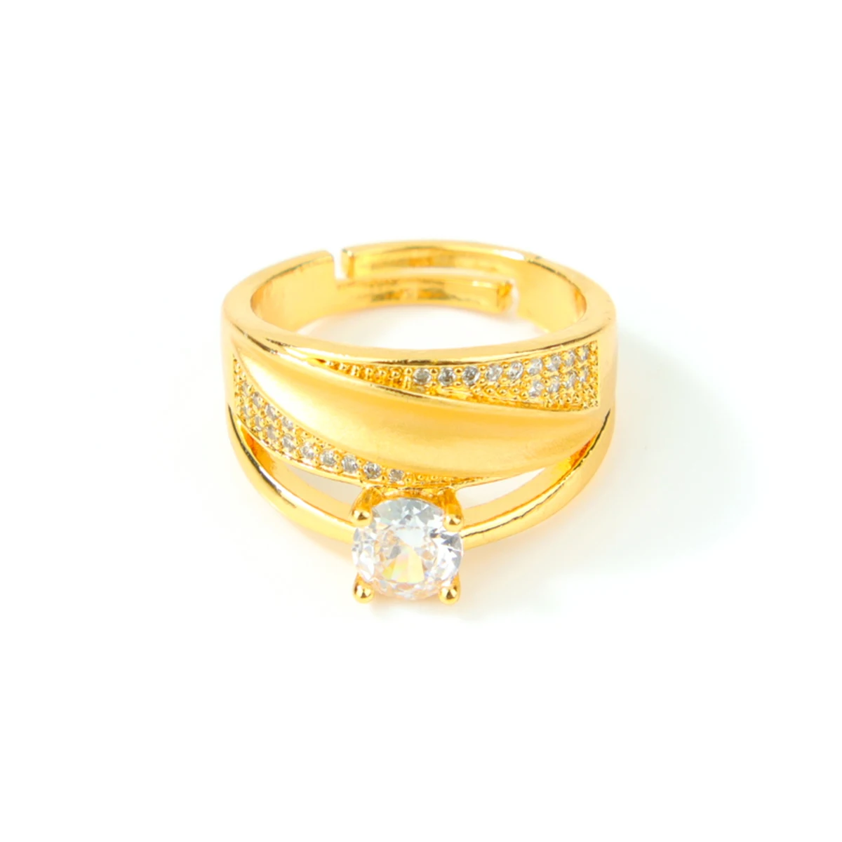 Dubai Mode Kubische Zirkonia Ringe 21k Vergoldet Arabische Braut Hochzeit Luxuriöse Paarringe Nigeria Damen Party Schmuck – Detail 19
