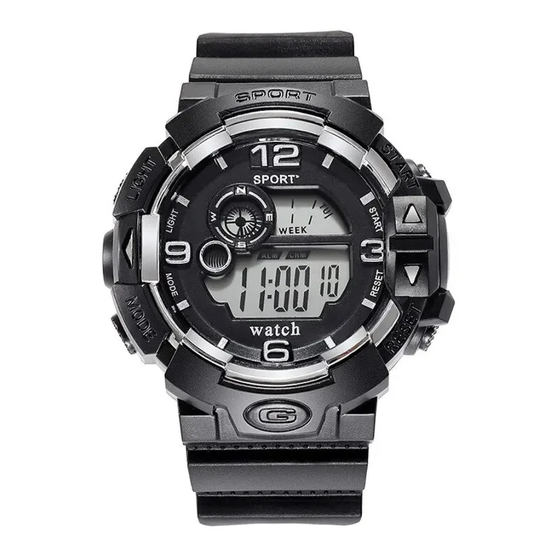 2024 Electronic Cool Men's Sports Watch High-end Silicone Strap Watch Led Display Calendar Waterproof Digital Watch