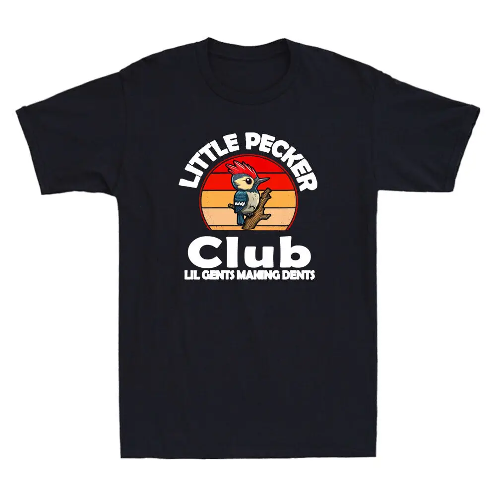 Little Pecker Club Lil Gents Making Dents Funny Birds Quote Retro Sunset T-Shirt