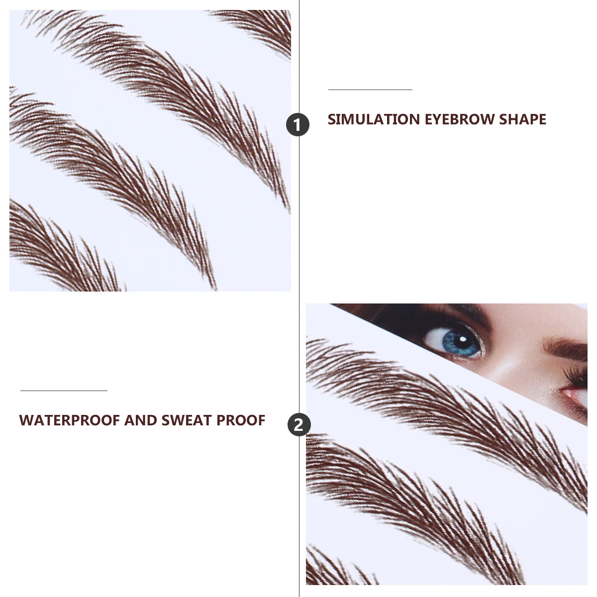 

4Pcs Fake Eyebrow Stickers 6D Hair-Like Texture Waterproof Long-Lasting False Eyebrows Easy Apply Remove for Flawless Look