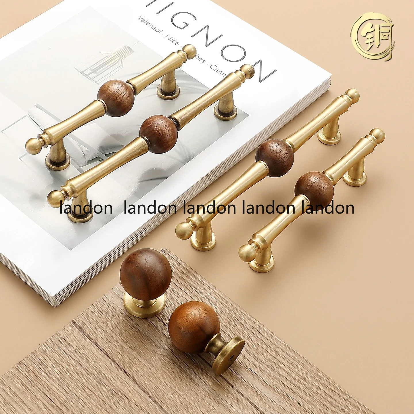 Nordic Vintage Brass Walnut Handles for Wooden Furniture Bronze Handles for Wardrobe and Drawer Luxury Kitchen Cabinet Handles