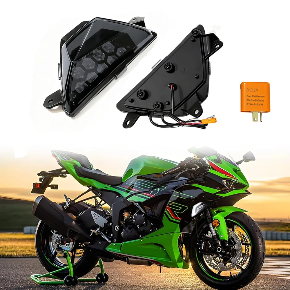 Luci ausiliarie anteriori bicolore Lampada indicatore DRL per Kawasaki Ninja ZX-6R ZX6R Indicatore di direzione a LED per Ninja400 500