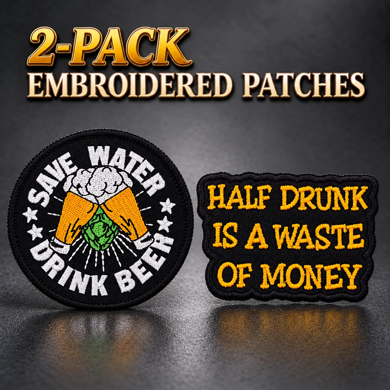2Pcs Funny Beer Embroidered Patch 