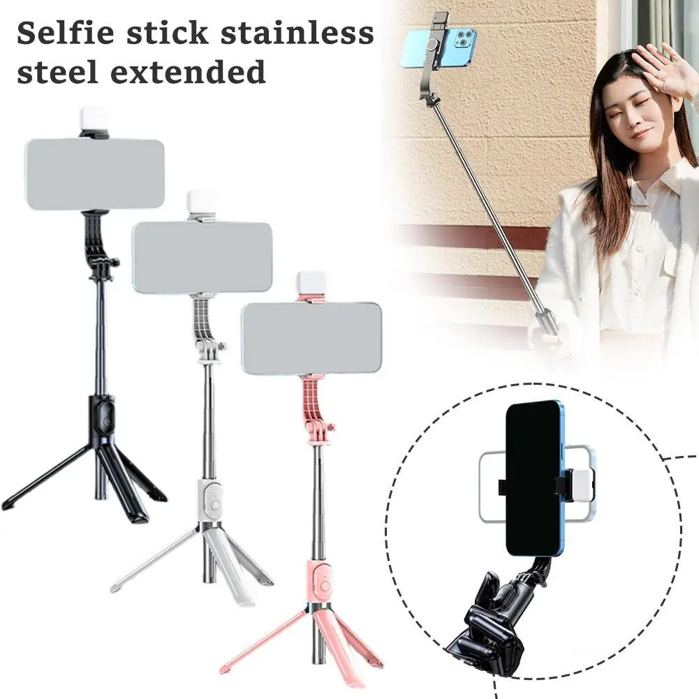 Stainless Steel Selfie Stick Tripod With LED Light Wireless Bluetooth Portable Mobile Phone Holder Stand Stabilizer Selfie Stick