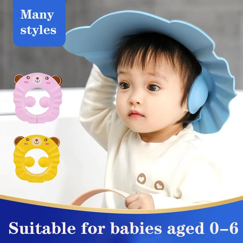 

Baby Shower Soft Cap Adjustable Hair Wash Hat for Kids Ear Protection Safe Children Shampoo Bathing Shower Protect Head Cover