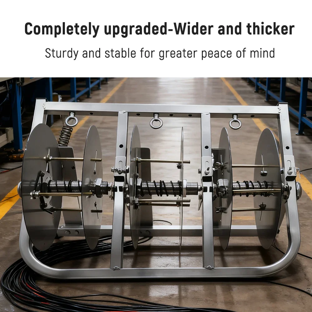 Electrician BV Wire Dispenser Rack 3 Reel Pay-Off Rack Cable Discharge Stand Rotary Wires Feeder Organizational Tool for Cables