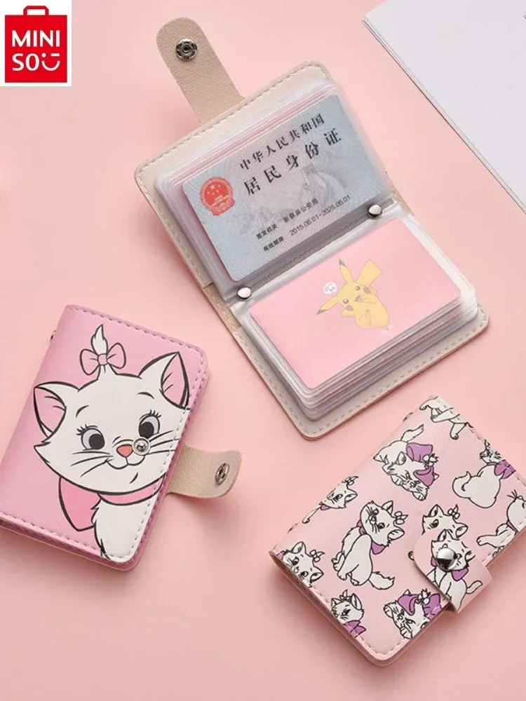 MINISO Disney Mary Cat Multi Card Anti demagnetization Driver\'s License Fashion Wallet Women\'s Large Capacity Storage Card Bag