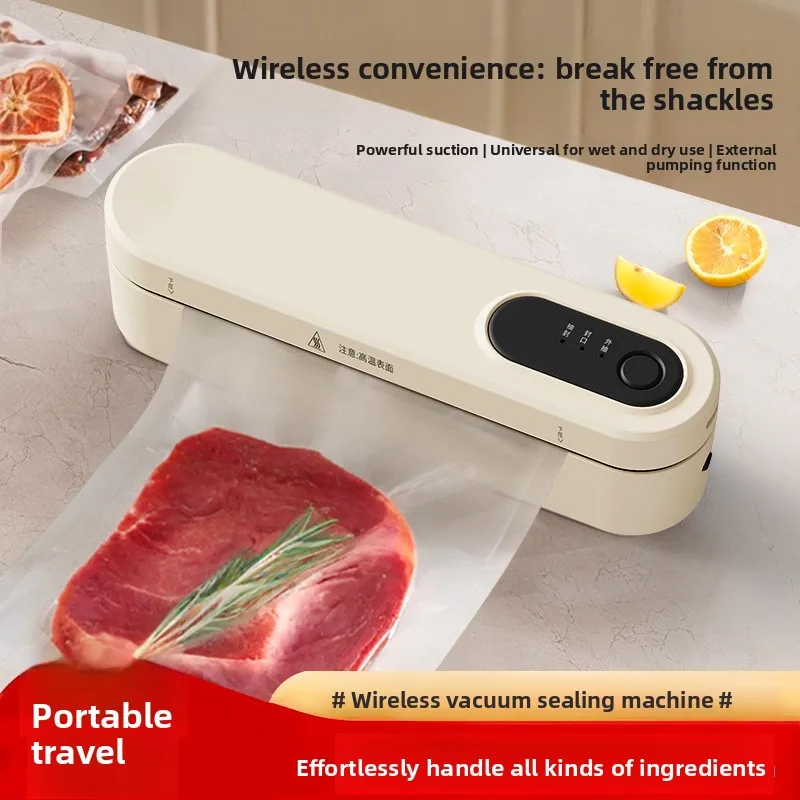 Sellador al vacío inalámbrico portátil para el hogar, alimentos secos y húmedos, frescura, cocina, uso en dormitorio