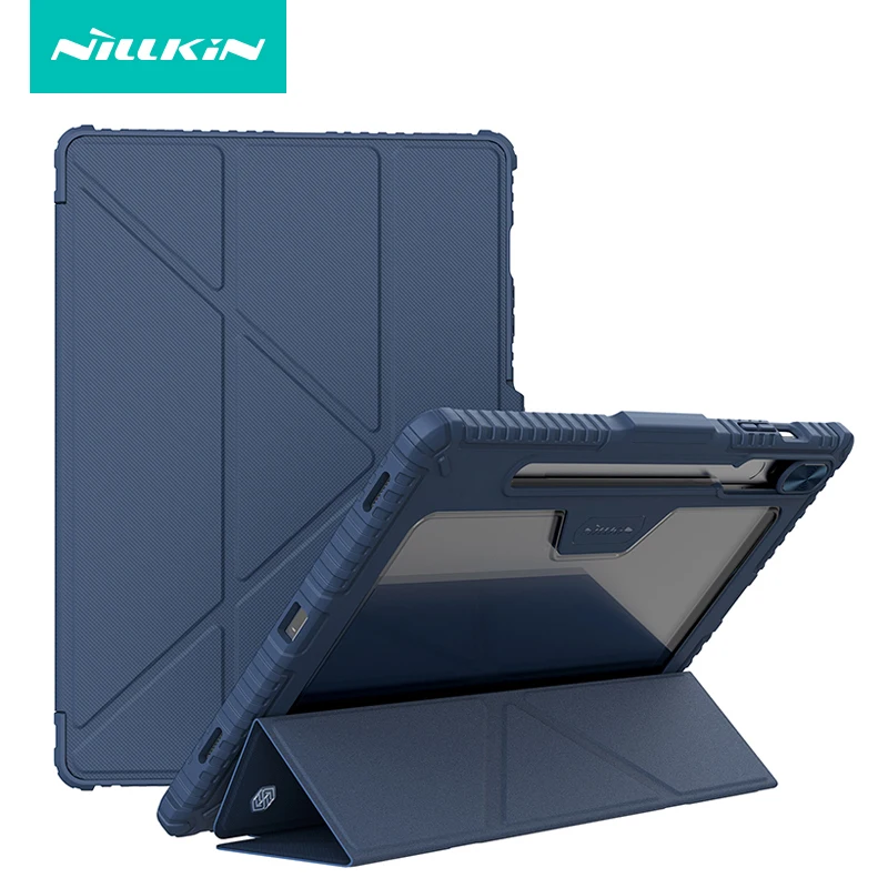 

For Galaxy Tab S9 Plus Nillkin Armor Bumper Slide Camera Cover All Coverage Auto Wake Flip Leather Case for Galaxy Tab S9 Ultra