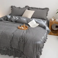3 Piece Sheet Set  black plaid duvet cover Set ， comfortable Bedding Set Bedspread for All Season 5