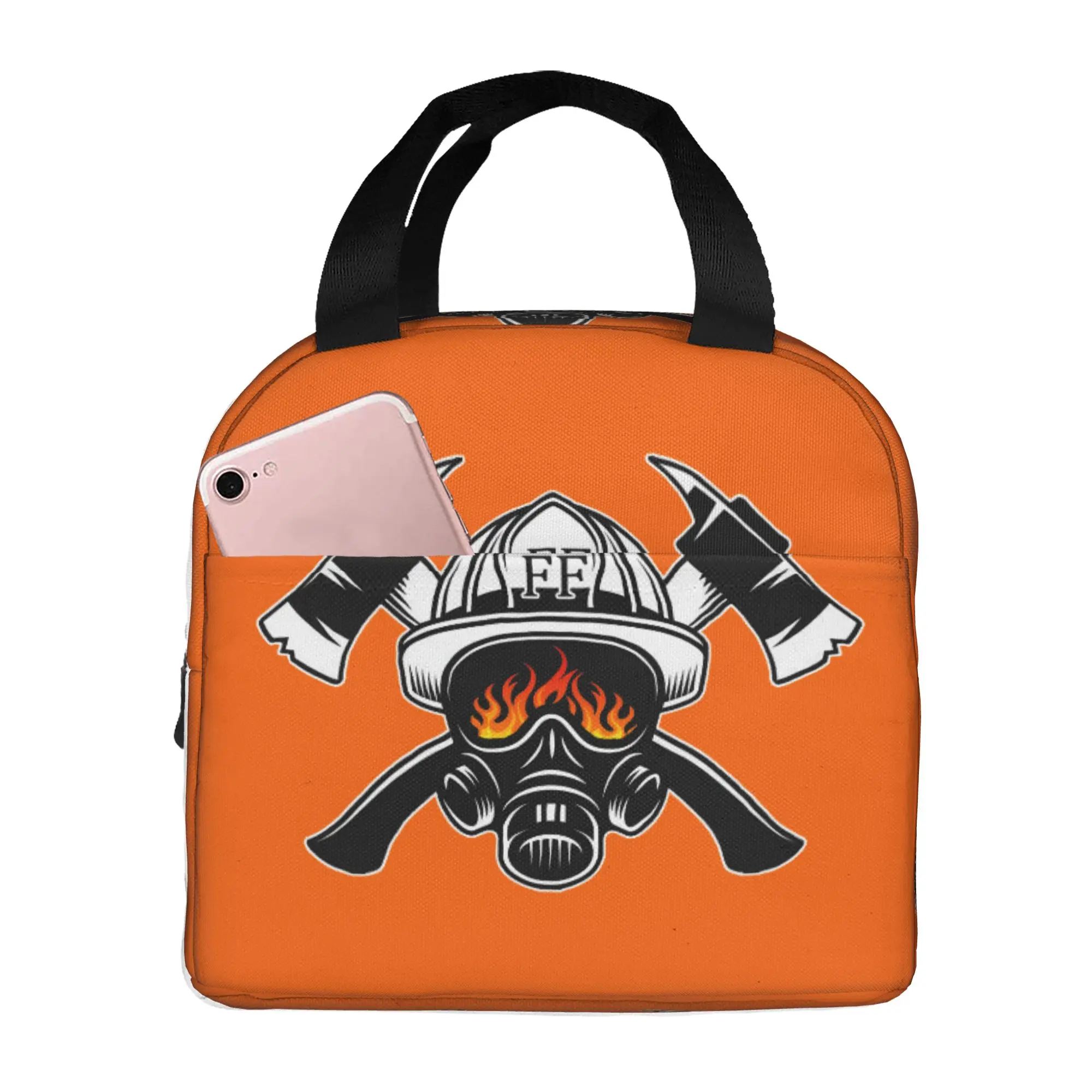 Firefighter Skull Thermal Insulated Lunch Bags Fireman Fire Rescue Portable Lunch Container for Outdoor Picnic Storage Food Box