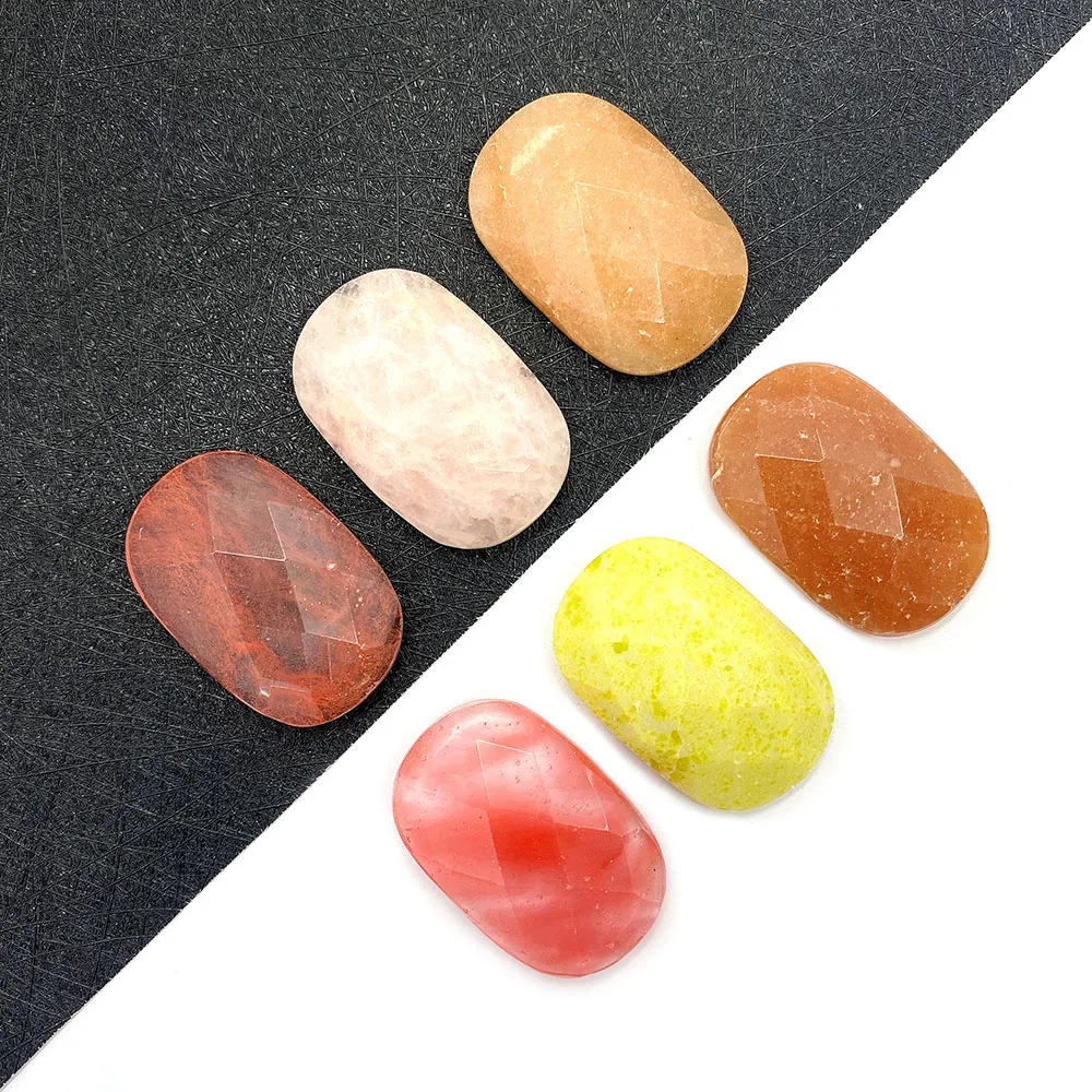 3pcs Rectangular Faceted Beads Natural Stone Agate Candy Color Agate Pendants Suitable for Jewelry Making DIY Ring Accessories