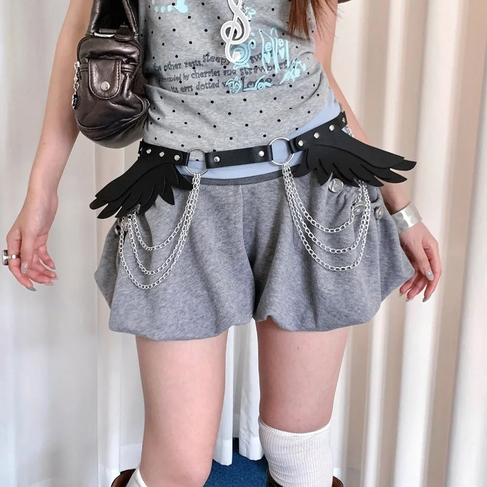 Trendiger Verstellbarer Engelsflügel-Gürtel aus PU-Leder, Punk-Gothic-Gürtel, Statement-Accessoire, Cosplay-Hüftkette, Rave-Outfit – Detail 9