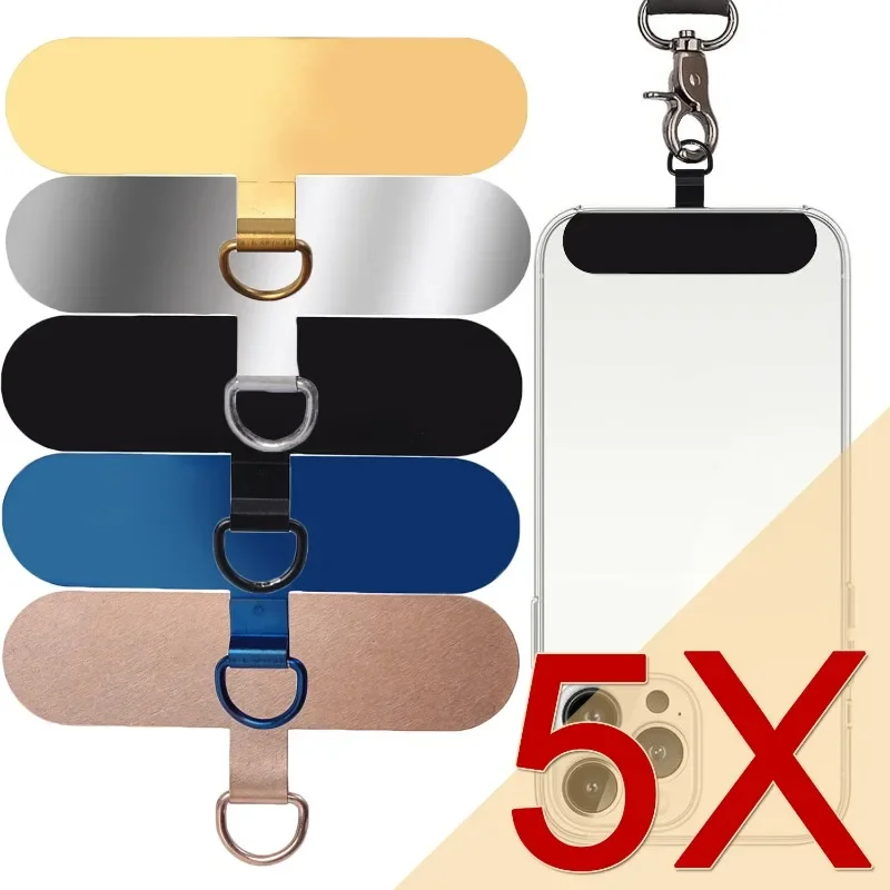 1-5pcs Stainless Steel Ultra Thin Phone Gasket Pad Universal Phone Lanyard Patch Clip for Iphone Xiaomi Self Adhesive Tether Tab