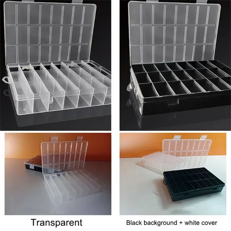 1 Stück 24-Fächer Aufbewahrungsbox aus Klarem Kunststoff, Organizer für Schmuck, Perlen, Bastelzubehör, Kleinteile, Haushaltsaufbewahrung – Detail 5