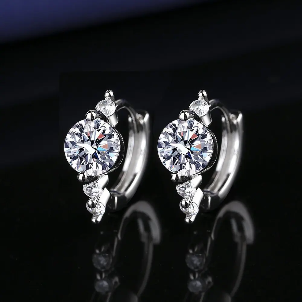 Ohrstecker aus 925er-Sterlingsilber mit Zirkon und runden Perlen und Gewinde, Damen-Ohrstecker mit Schraubverschluss, schlicht und modisch