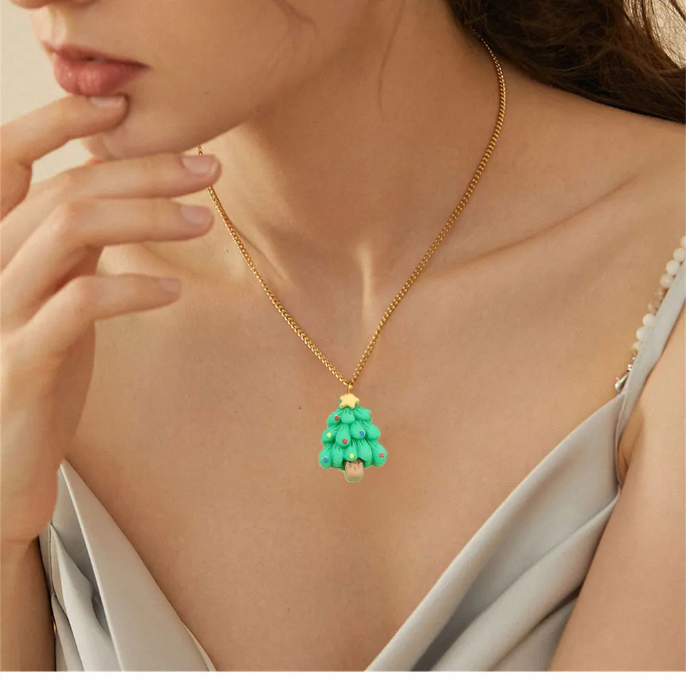 3/12/24/48 قطعة قلادة على شكل شجرة عيد الميلاد الخضراء ، أقراط قلادة ذاتية الصنع ، إكسسوارات هدايا عيد الشكر لعيد الأم #6