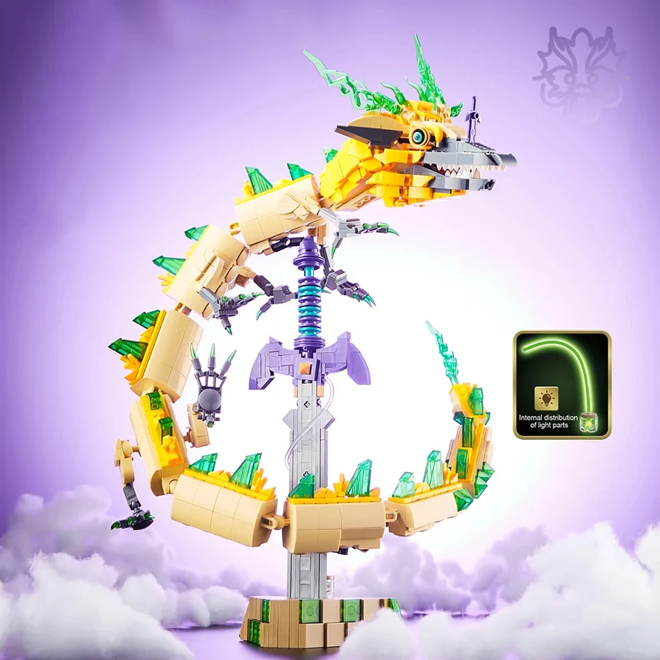 

Legendary White Dragon & Master Sword Building Blocks 1298PCS DIY Fantasy Brick Model Kit for Kids & Adults