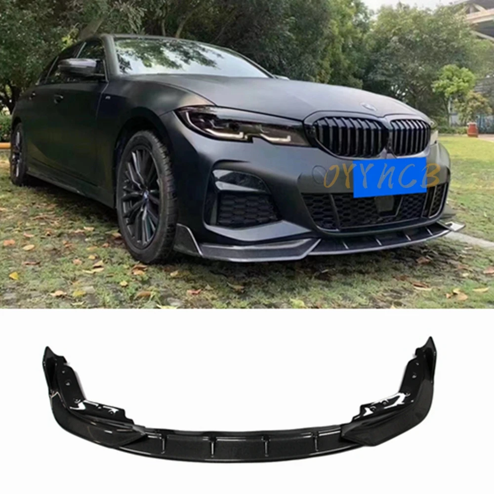 FOR BMW 3 Series G20 2019 2021 3PCS  carbon fiber Car Front Bumper Lip Spoiler Diffuser Detachable Body Kit Cover Guard