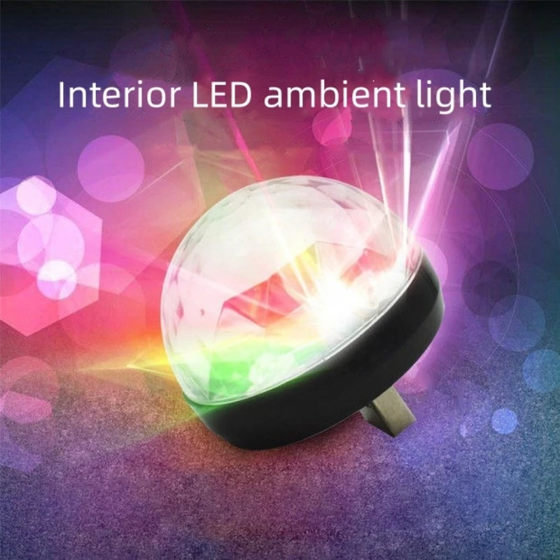 Car Led USB Ambient Light DJ RGB Mini Colorful Music Sound Interface Holiday Stage Party Atmosphere Interior Dome Trunk Lamp
