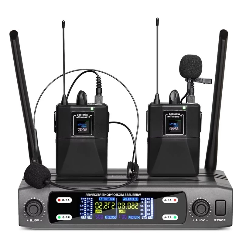 [EYEL!NEW!】 Dual-Channel Wireless Lavalier Microphone Professional Fixed Dual Frequency Wireless System For Stage Show Speech