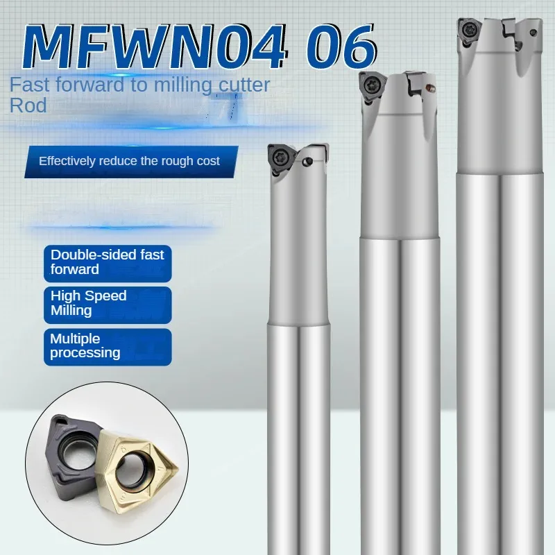 MFWN-CNC Fresa Rod, ângulo direito de 90 graus, grande profundidade de corte, alimentação rápida, alta eficiência, instale WNMU040304