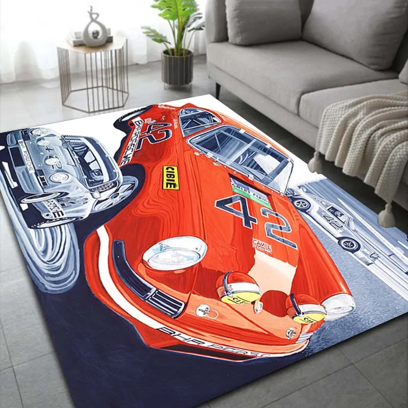 LARGE SIZE Racing Car Pattern Artwork Rug Bedroom Living Room Cool Carpet for Kitchen Floor Mat Home Decor Non-Slip Floor Pad