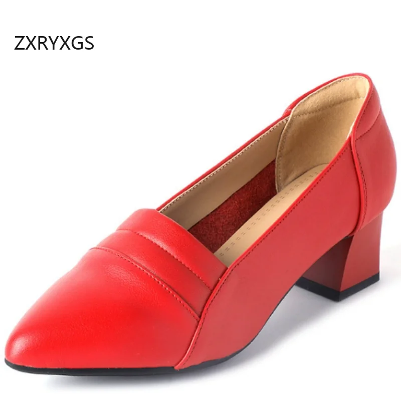

ZXRYXGS Лидер продаж, женские туфли из натуральной кожи с острым носком, высокие Hells, 2025 г., большие размеры, офисные рабочие банкетные свадебные туфли
