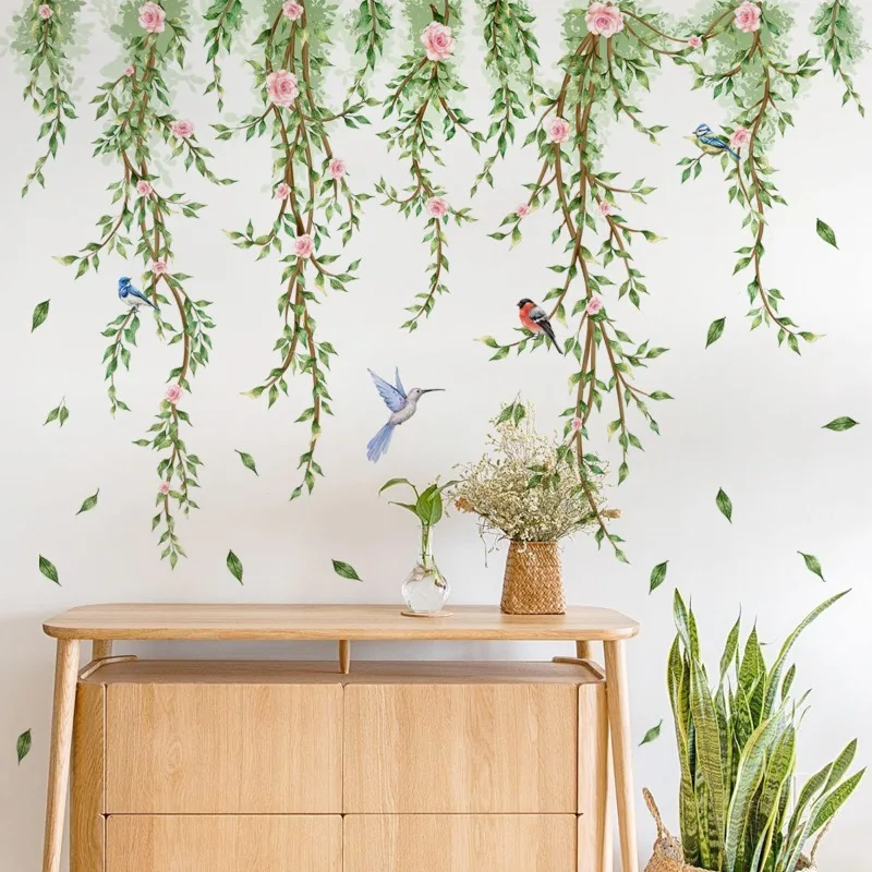 Branches Flowers Birds Glass Sticker Living Room Window Theme Decorative Wall Sticker Window Sticker Electrostatic Mural