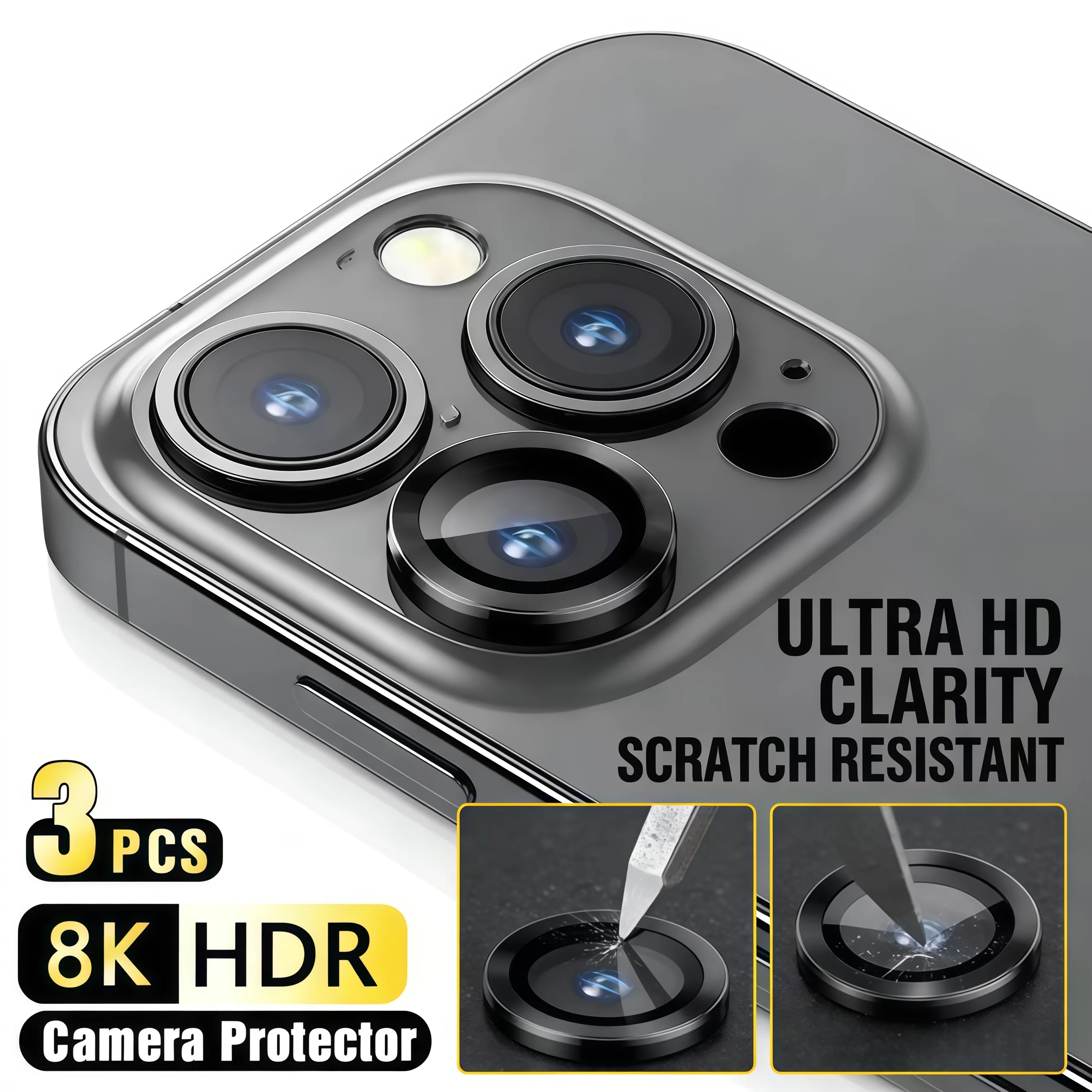 

3Pcs Metal Lens Protector Glass For iPhone 16 15 14 13 12 11 Pro Max Mini Camera Lens Protection Film For iPhone 16 15 14 Plus ﻿