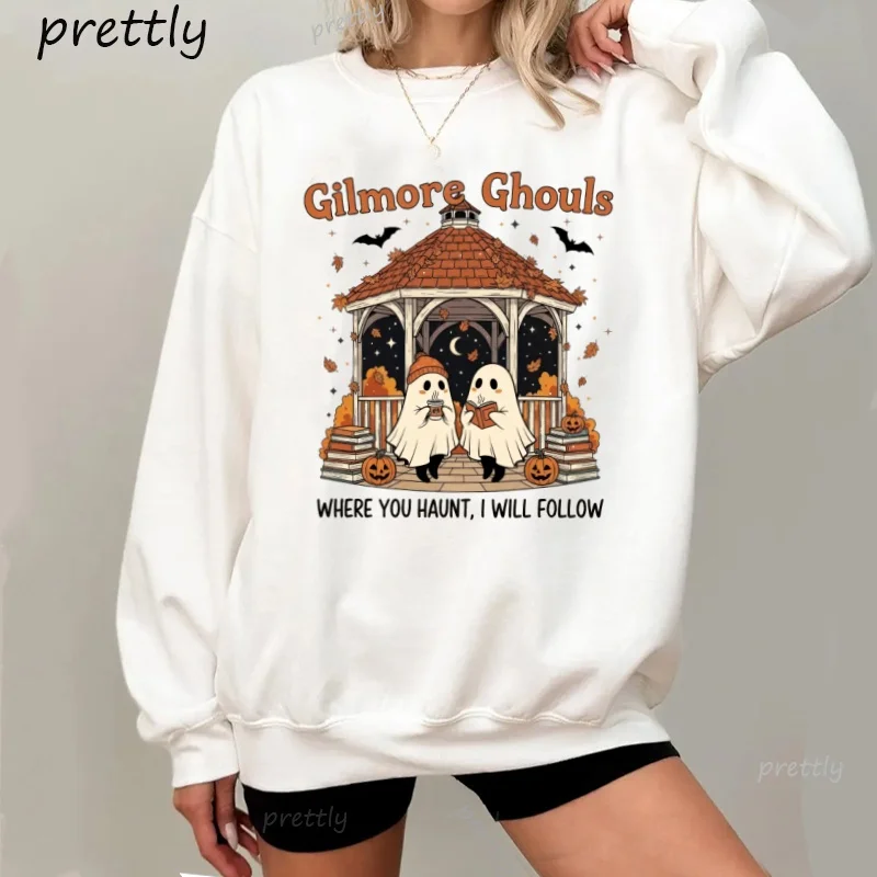 Толстовки с капюшоном на Хэллоуин, осенний фестиваль, толстовка, жуткий пуловер с круглым вырезом, женская одежда на Хэллоуин, пот с длинными рукавами