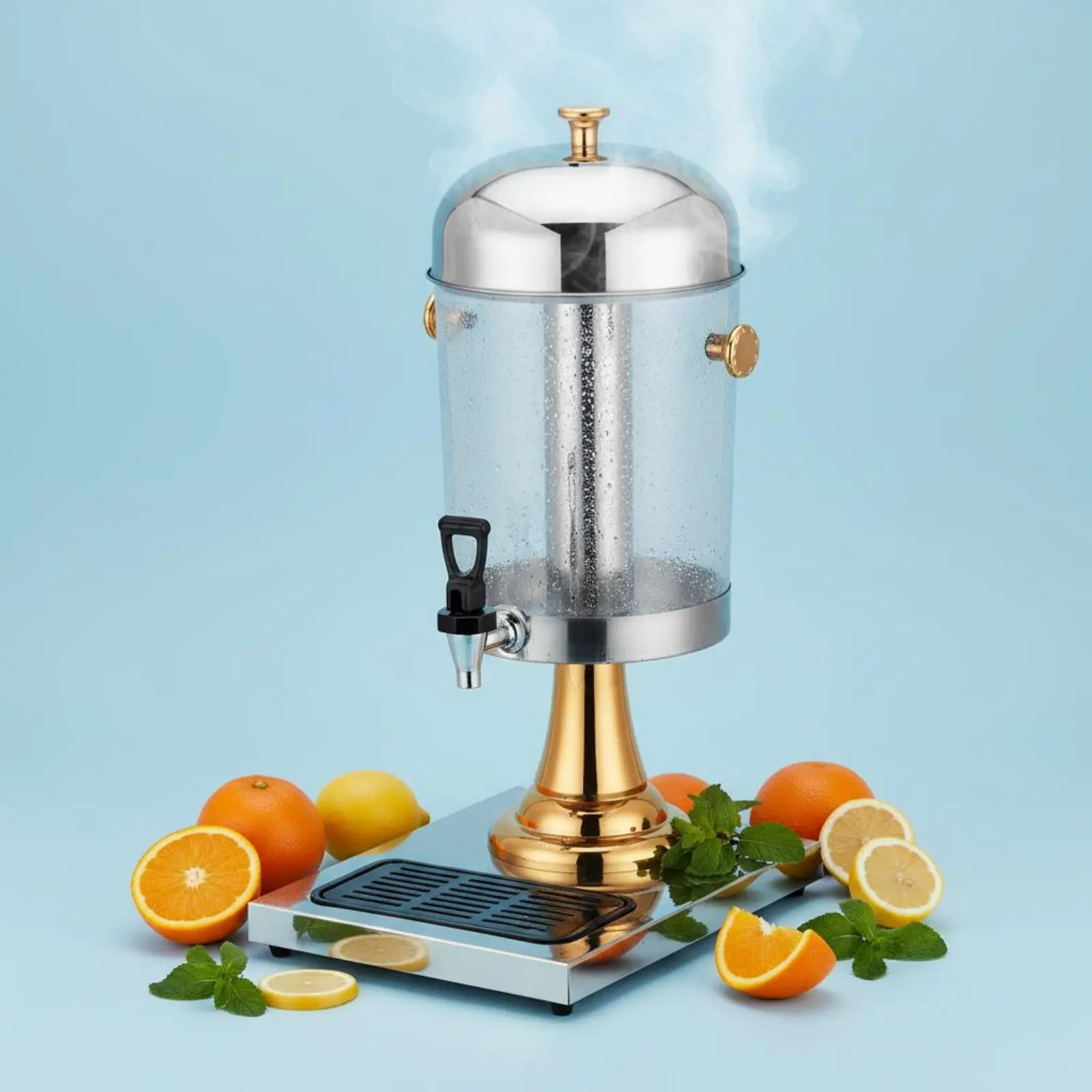 

Buffet Beverage Dispenser Large Capacity Cold Beverage Server with Spigot Ice Center Drink Dispenser Easy to Clean Catering
