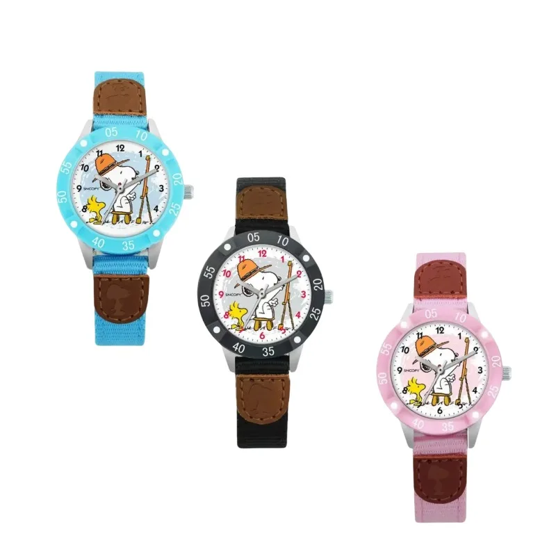 Snoopy cartoon animation peripheral children\'s versatile fashion simple quartz pointer watch nylon strap gift for boys and girls