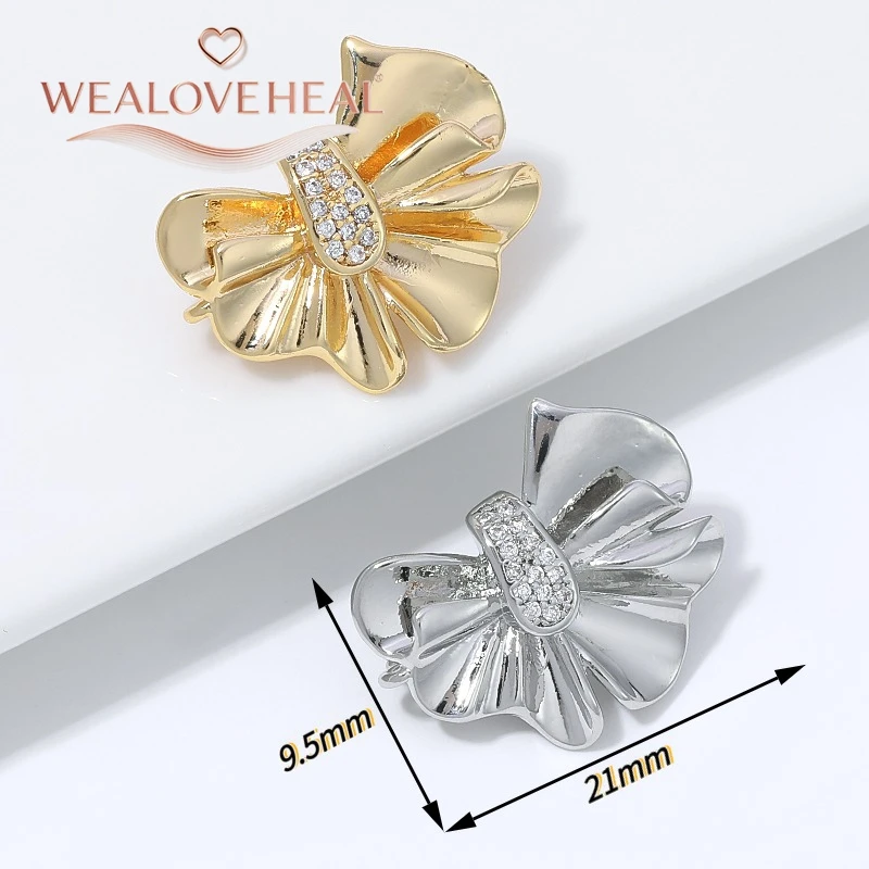 1 Stück 18K vergoldete Messing-Zirkon-Schleifen-Druckknopf-Perlenverschluss für DIY-Perlenketten, Pulloverketten und Schmuckherstellung – Detail 16