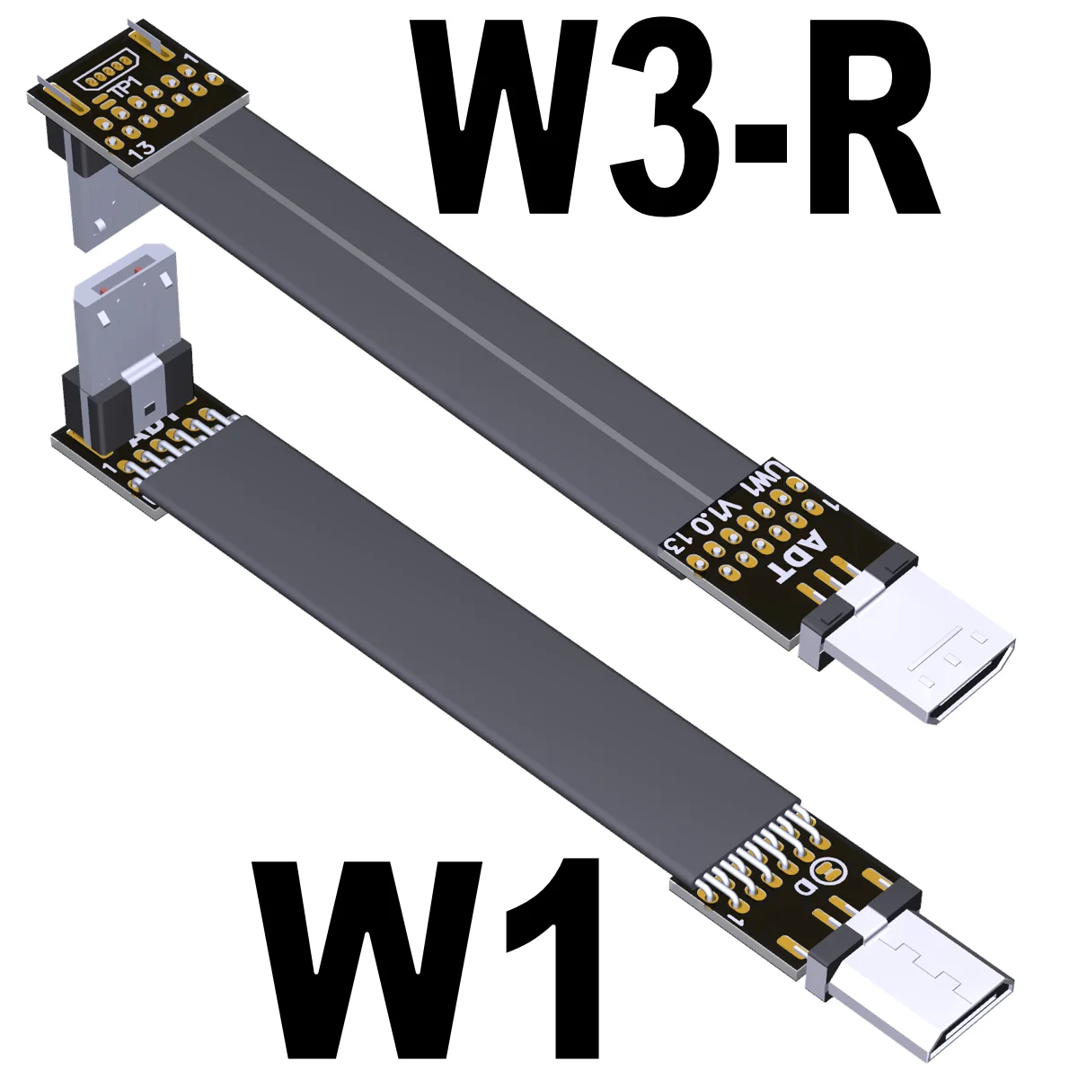 Cable de extensión de datos plano 13P doble 90 grados USB OTG 2,0 macho a macho micro-b a micro-b ángulo Fpv Cable de fotografía aérea ADT