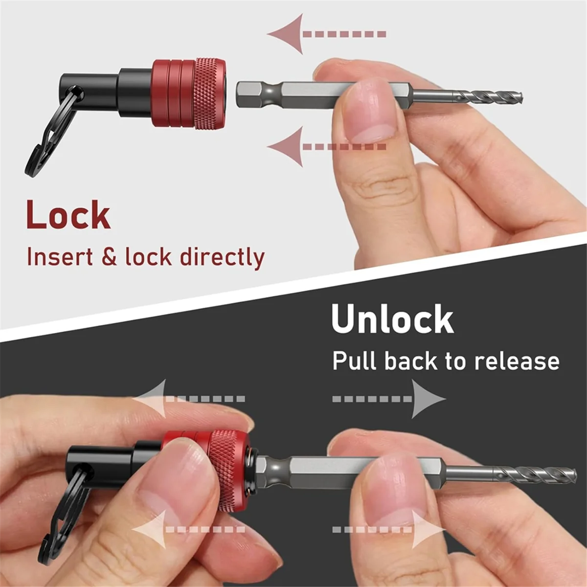 A002 Upgrade Drill Bit Holder Key Chain 6pc, 1/4 Bit Holder for Impact Driver, for Screwdriver & Drill Bits