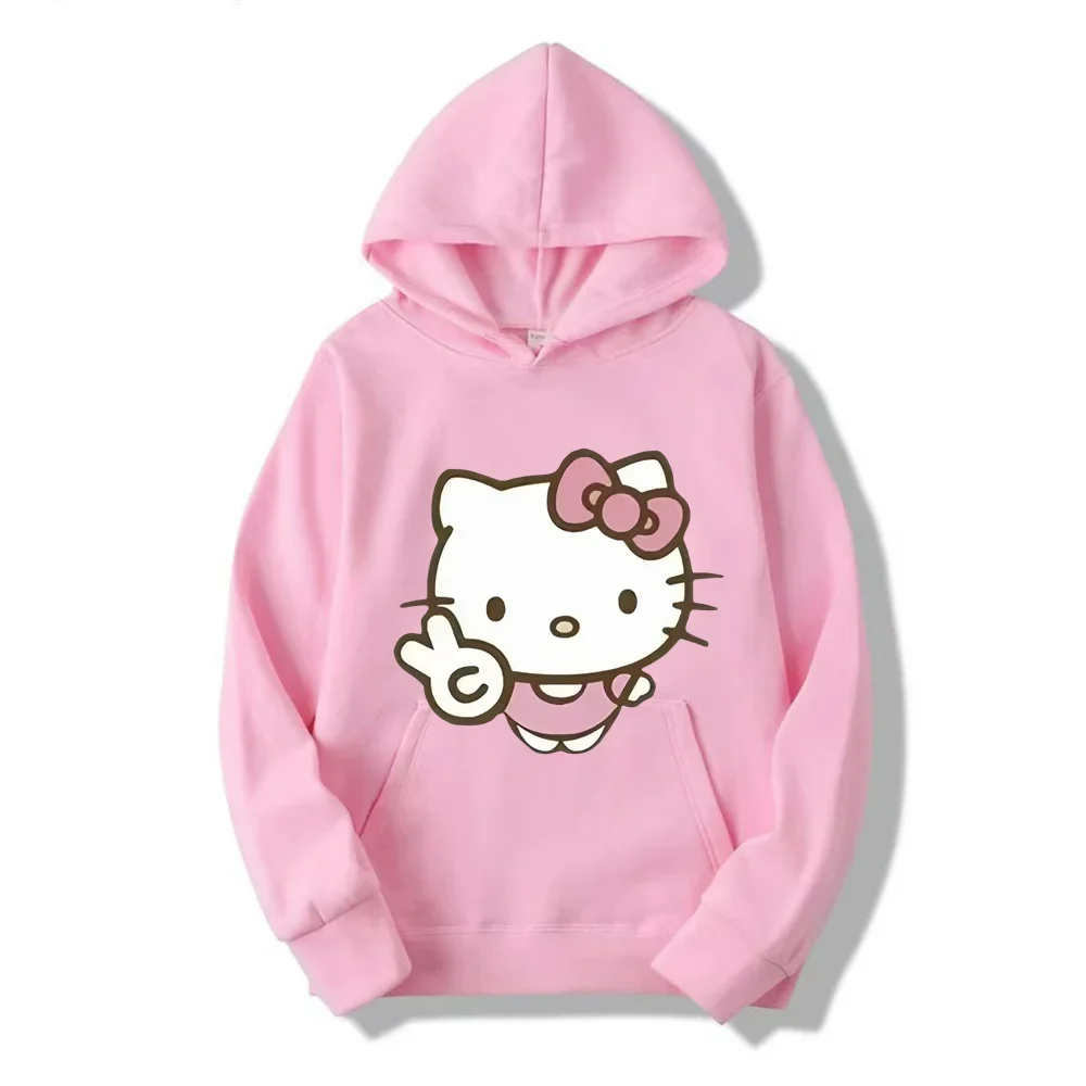 2025 Japanese Anime Sanrio Hello Kitty Cute Women'S Hoodie Student Y2K Sweater Spring And Autumn Outdoor Sports Leisure Pullover
