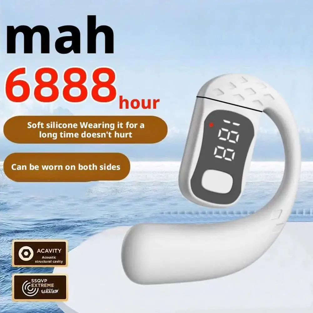 Bluetooth 5.4 Earphones Single Ear Earhooks Running Sports 360° with Headphones Game Wireless Earbud Rotating Microphone He Z6N9