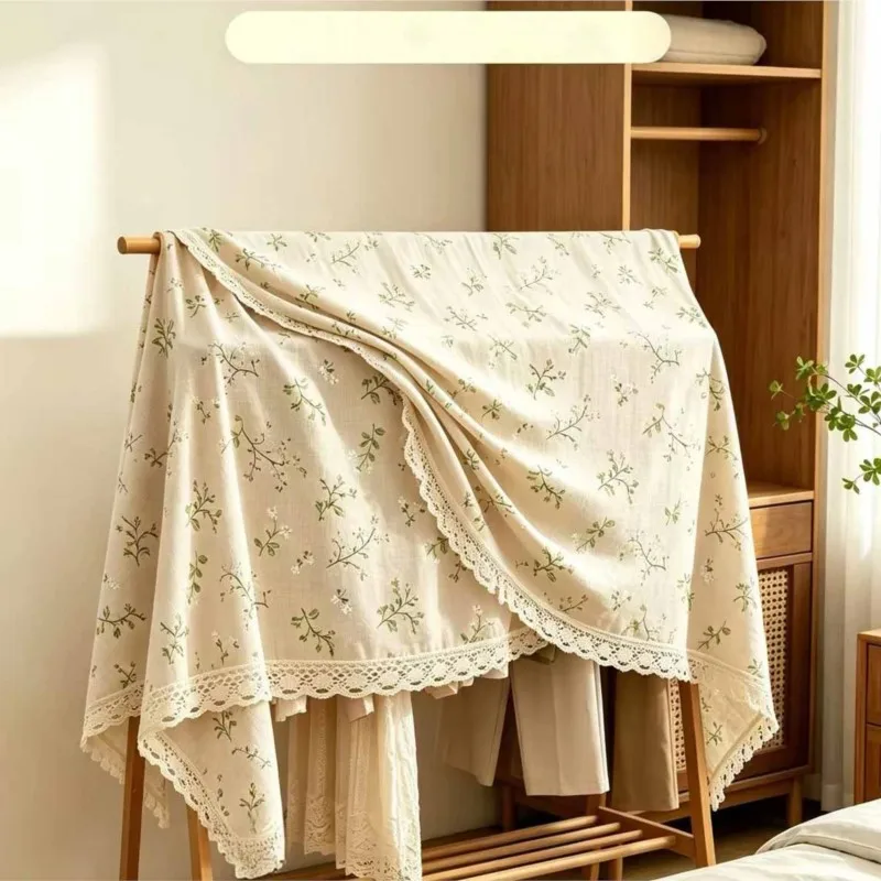 Cotton and Linen Printed Floor Standing Clothes Rack Dust Cover Single Pole Cover Hanging Cover Balcony Dust Cover Cloth ZJ81