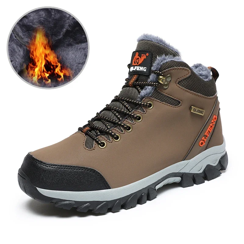 2024 Winter Keep Warm Unisex Snow Trekking Boots Keep Warm Women Mountain Walking Shoes Fur Inside Men Snow Boots