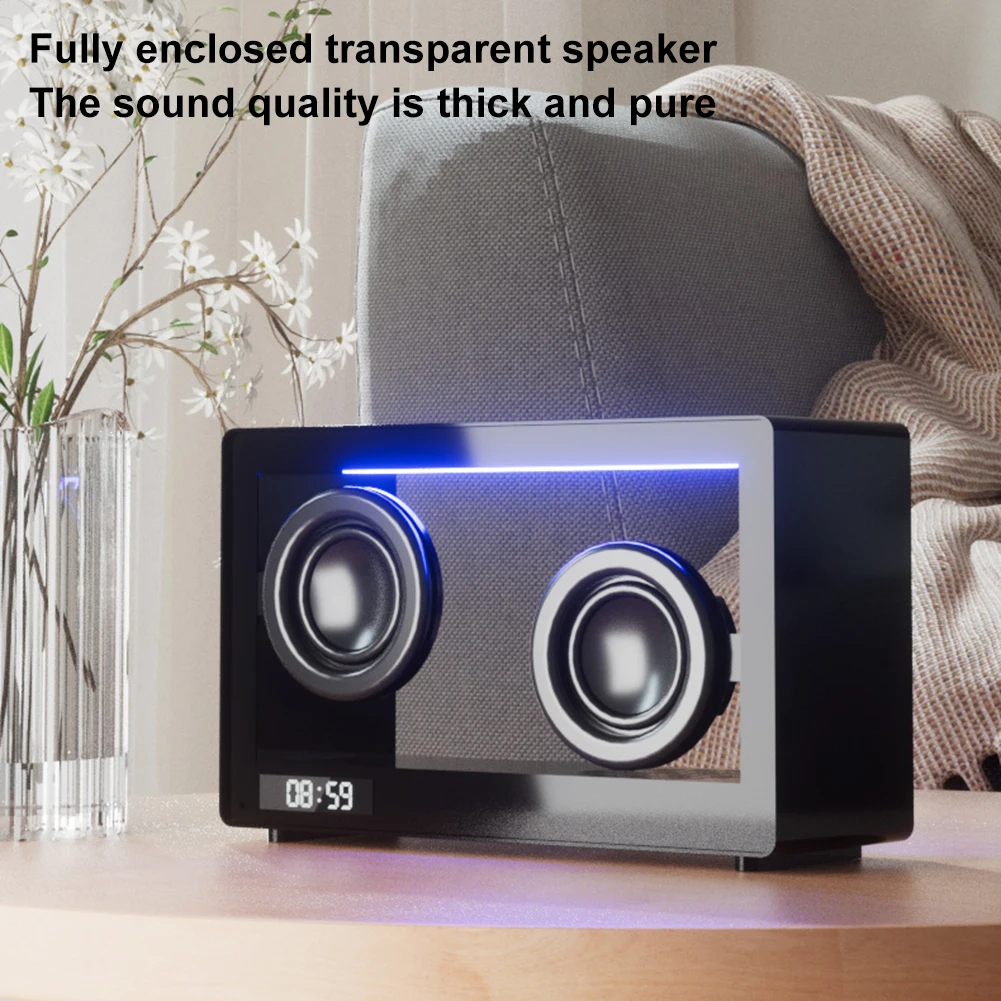 Wireless Transparent Speakers Support TF Card Portable Bluetooth-Compatible Speaker HIFI Soundbar LED Atmosphere Light