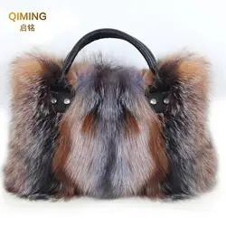 Real Fox Fur Bag Woman Big Bag Ladies Crossbody Bags Designer Luxury Handbags Women Handbag Shoulder Bag Fluffy Tote Bag Fuzzy