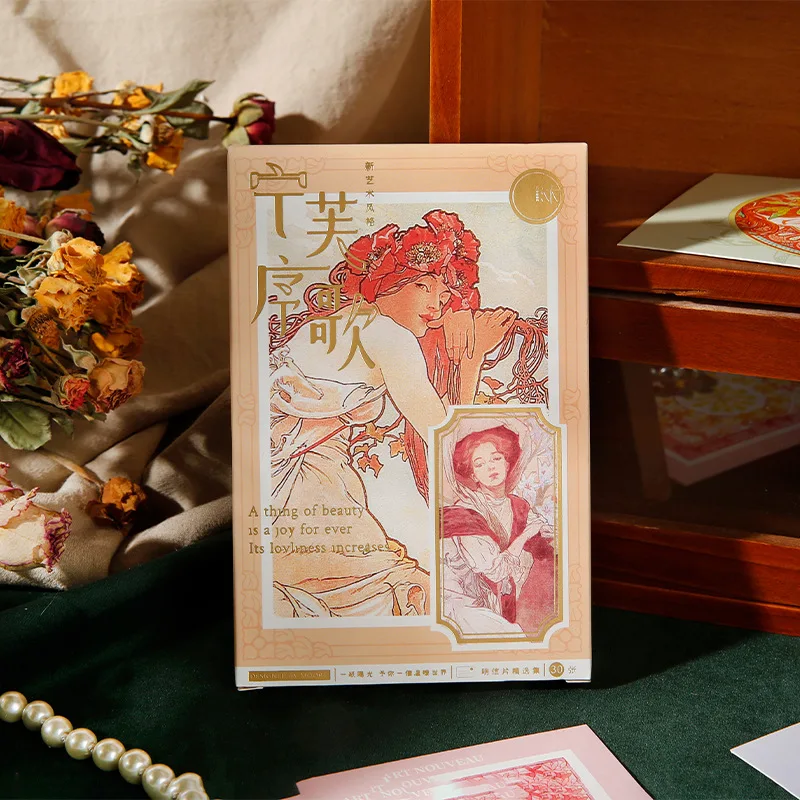 30 teile/satz Nymphe Lied Serie Postkarte Alphonse Mucha Illustration Gruß Nachricht Karten schreiben Geschenk karte