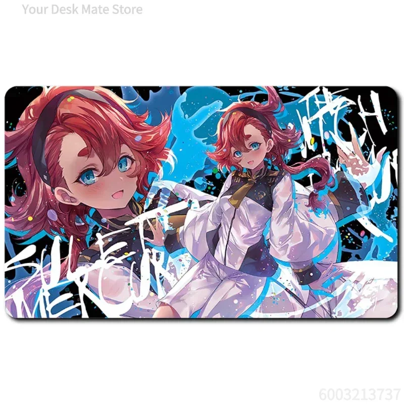 Anime Gundam The Witch From Mercury Girls Large Mousepad Rubber Non-Slip TCG Playmat Trading Card Game Desk Mat for Table Gaming